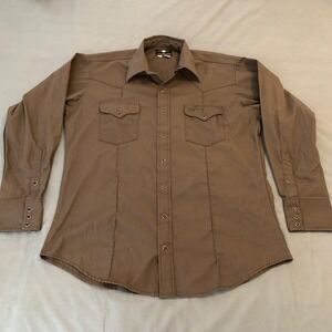 Flying R Ranchwear Western Shirt Mens XL Brown Solid Pearl Snap Long Sleeve